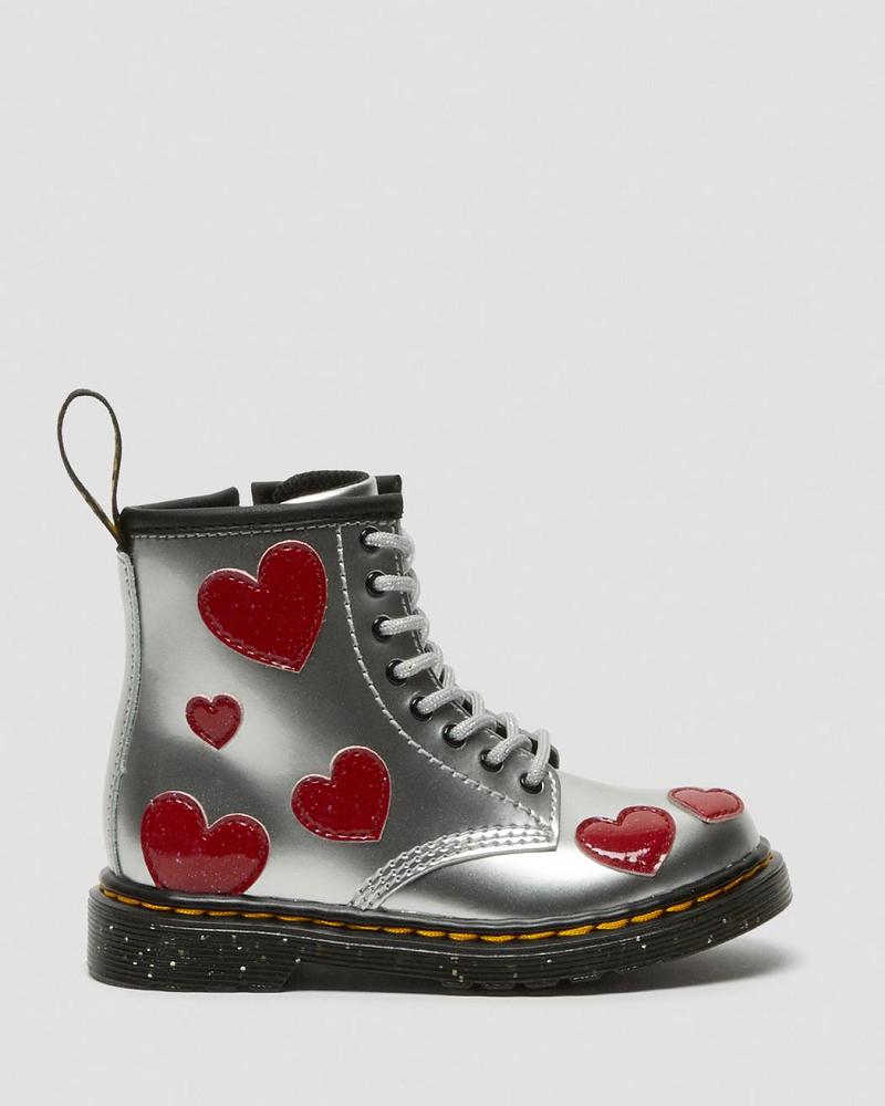 Dr Martens Toddler 1460 Glitter Star Lak Snørestøvler Børn Metal | DK 695ZUT